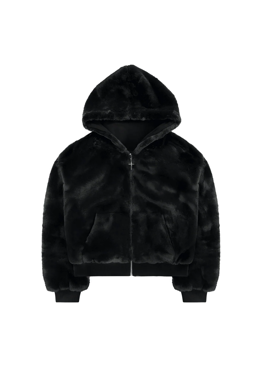 BLACK/FUR ZIPPER