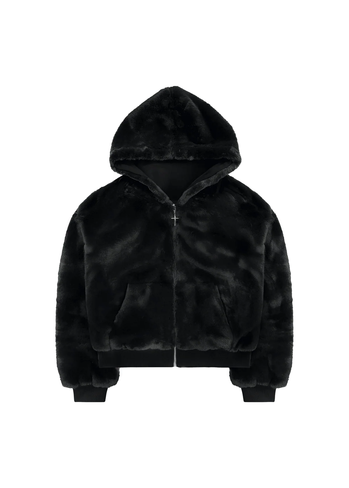 BLACK/FUR ZIPPER